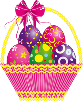 an easter basket of eggs